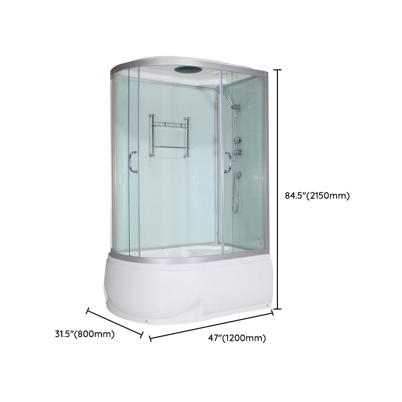 Round Tempered Glass Shower Enclosure with Base Kit Framed Tub & Shower Kit