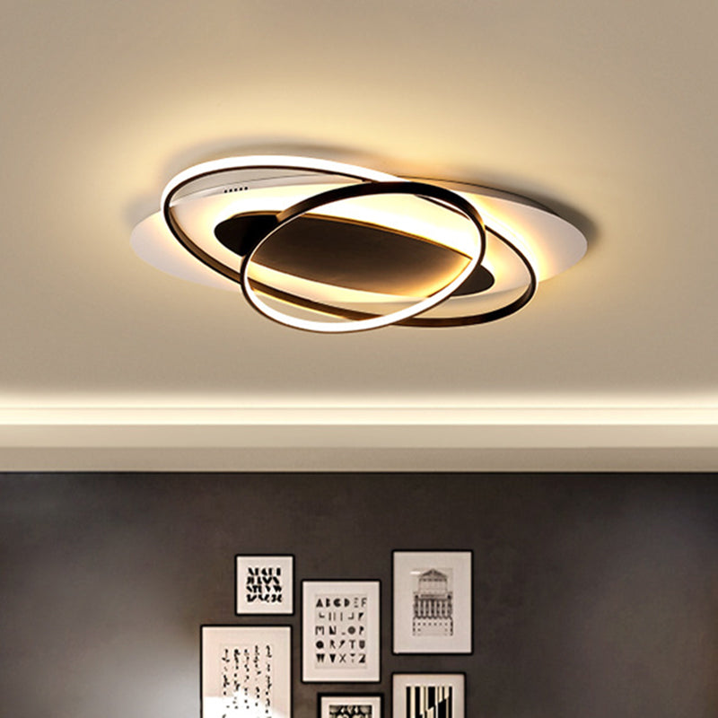 Oval Ring Acryl Flushmount Lighting Moderne Weiß und schwarz LED Ceiling Flush in Warm/White Light for Bedroom