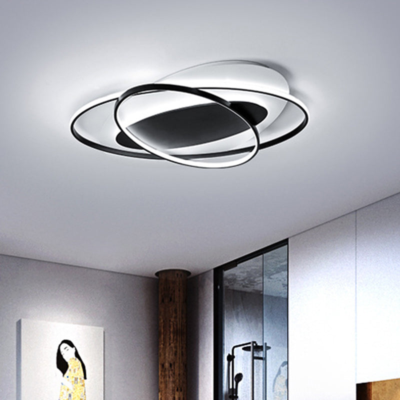 Oval Ring Acryl Flushmount Lighting Moderne Weiß und schwarz LED Ceiling Flush in Warm/White Light for Bedroom