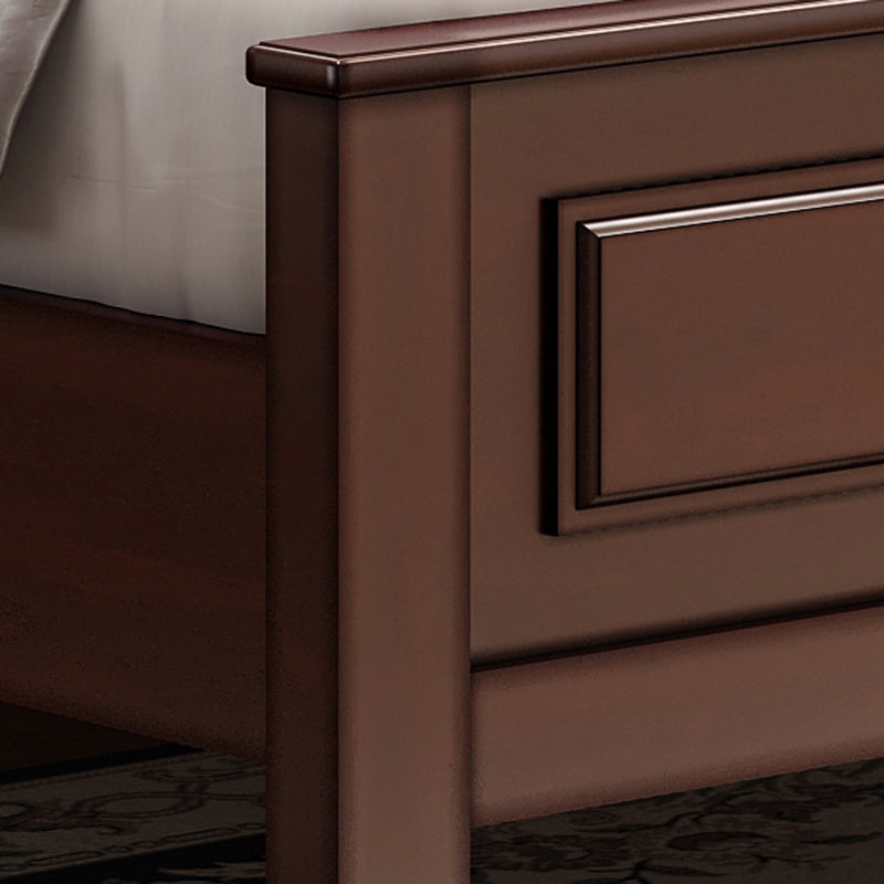 Mid-Century Modern Standard Bed Upholstered Headboard Espresso Panel Bed