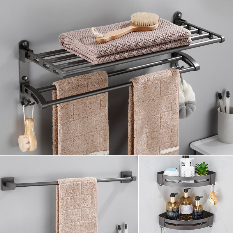 Contemporary Bathroom Accessory As Individual Or As a Set in Grey Metal