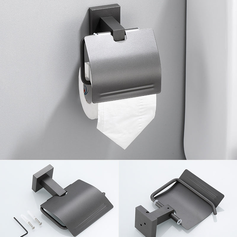 Contemporary Bathroom Accessory As Individual Or As a Set in Grey Metal