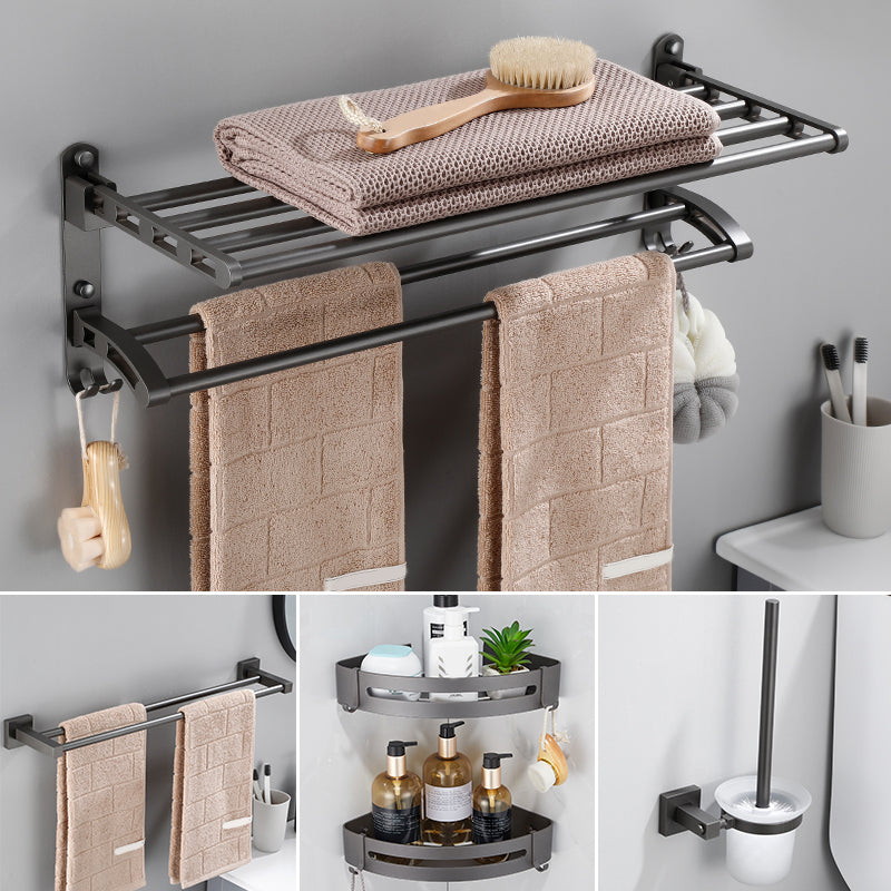 Contemporary Bathroom Accessory As Individual Or As a Set in Grey Metal