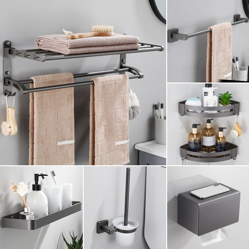 Contemporary Bathroom Accessory As Individual Or As a Set in Grey Metal