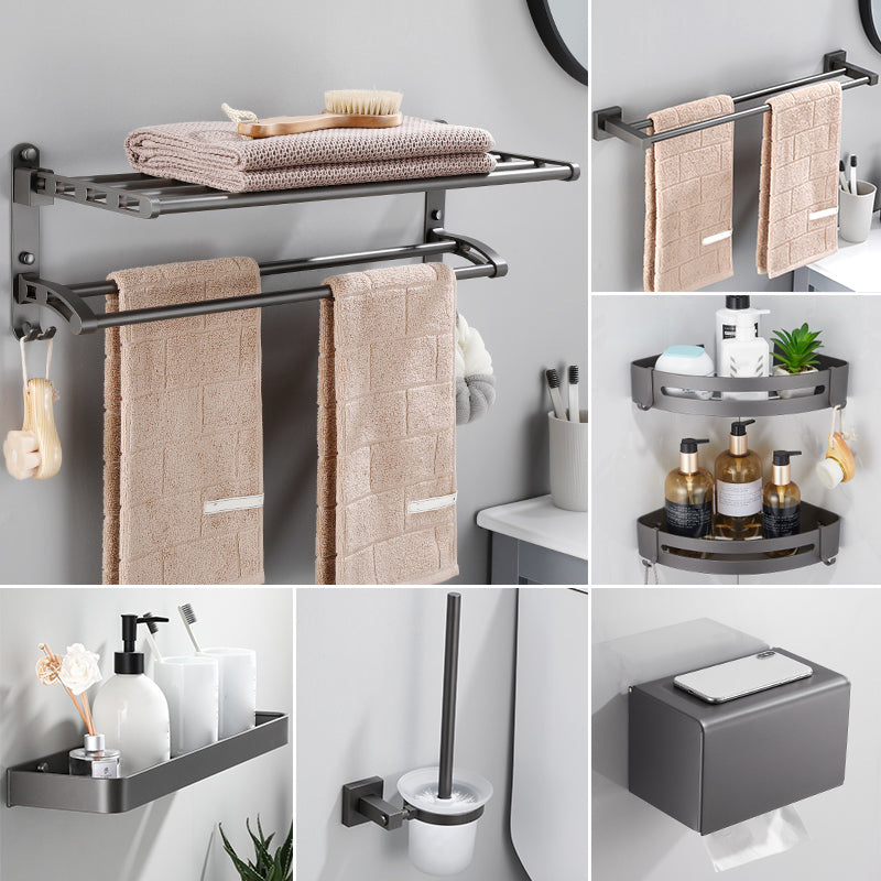 Contemporary Bathroom Accessory As Individual Or As a Set in Grey Metal