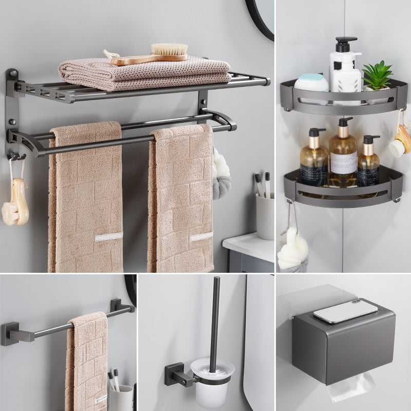 Contemporary Bathroom Accessory As Individual Or As a Set in Grey Metal