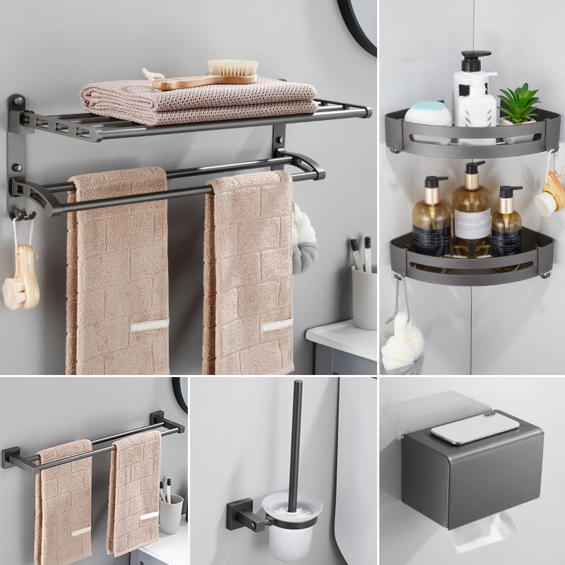 Contemporary Bathroom Accessory As Individual Or As a Set in Grey Metal