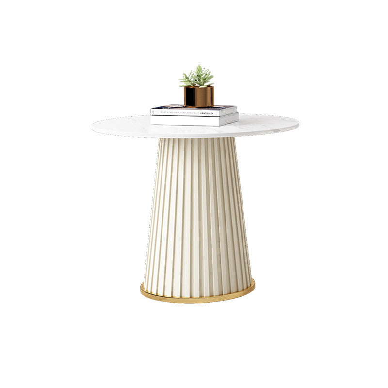 Slate Round Coffee Table Pedestal Coffee Cocktail Table for Living Room