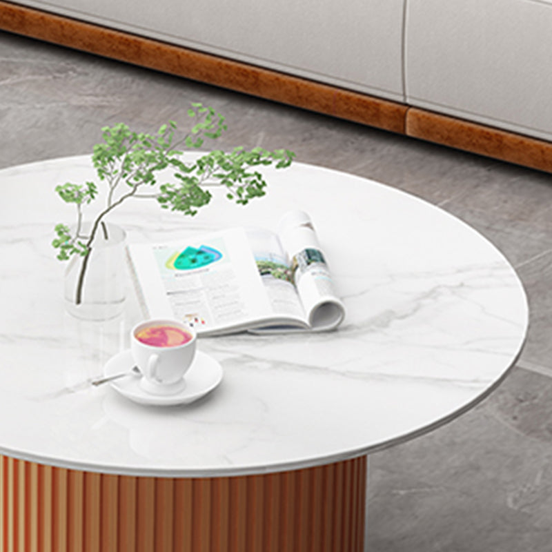 Slate Round Coffee Table Pedestal Coffee Cocktail Table for Living Room