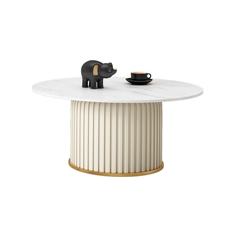 Slate Round Coffee Table Pedestal Coffee Cocktail Table for Living Room