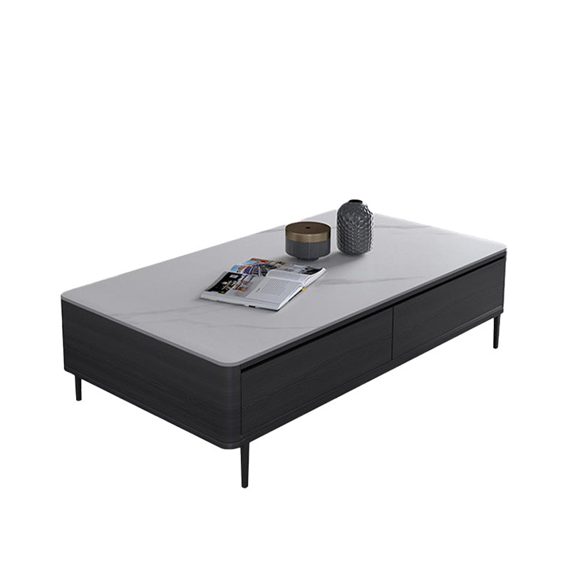Rectangular Slate 4 Legs Coffee Table Modern 1 Single Cocktail Table with 4 Drawers