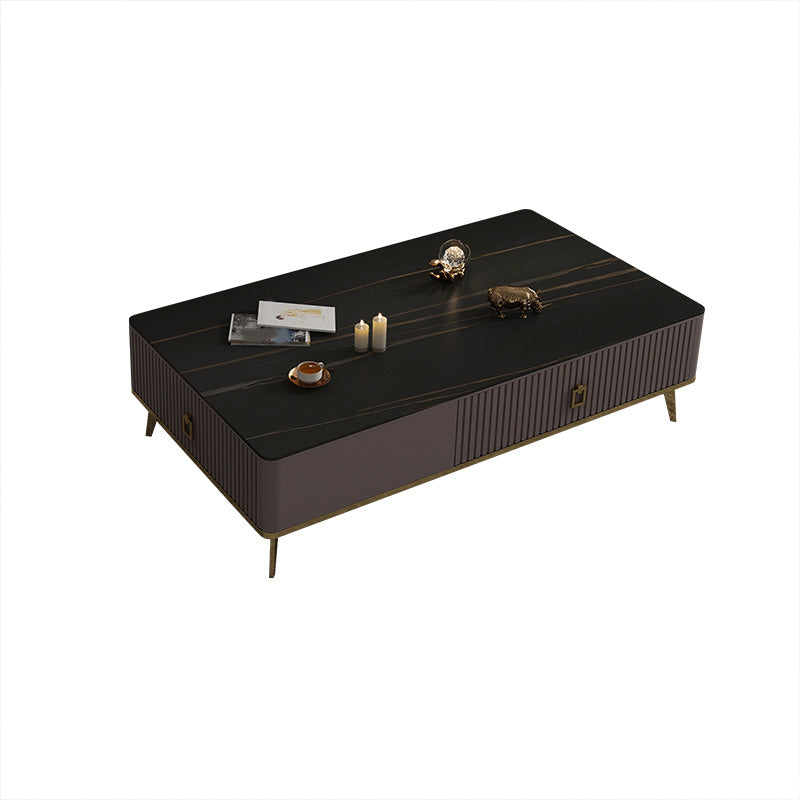 Slate Glam Rectangular Coffee Table 51.2" W 4 Legs Cocktail Table with Drawers