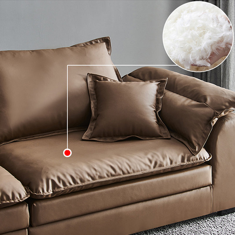 Pillow Top Arm Faux Leather Sette Nordic Down Fill Cushions Sofa with Pillows