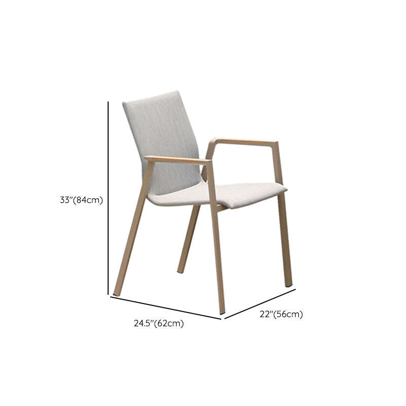 Aluminum Dining Armchair Contemporary Outdoor Chair in Gray Finish