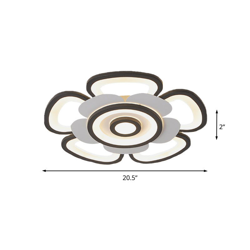 Blumen-Acryl-Unterputzleuchte, moderne LED-Deckenleuchte in Schwarz und Weiß mit warmem/weißem Licht, 20,5"/24,5" B