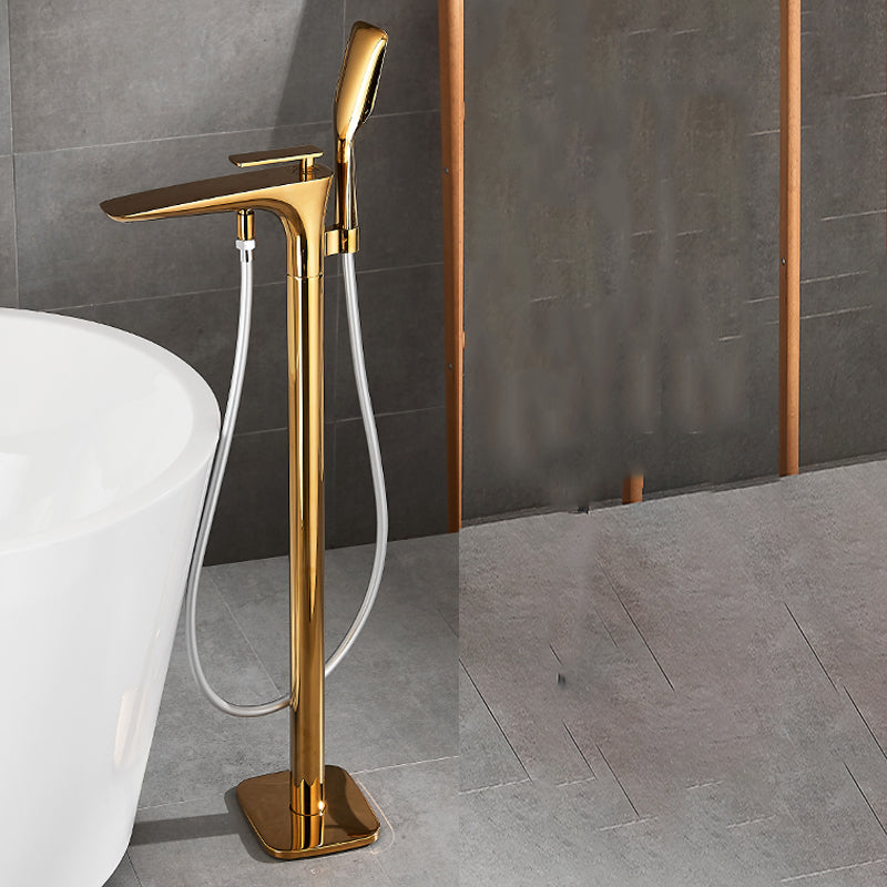 Contemporary Bathroom Faucet Floor Mounted Copper One Handle Fixed Freestanding Tub Filler