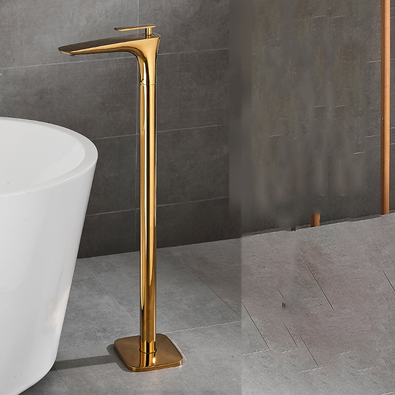 Contemporary Bathroom Faucet Floor Mounted Copper One Handle Fixed Freestanding Tub Filler