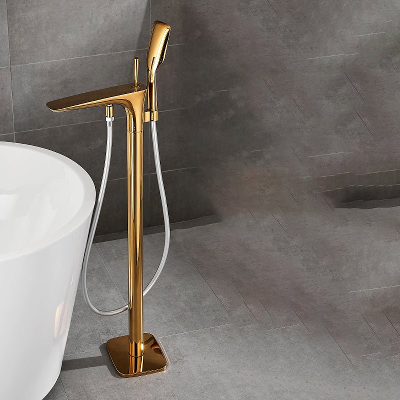 Contemporary Bathroom Faucet Floor Mounted Copper One Handle Fixed Freestanding Tub Filler