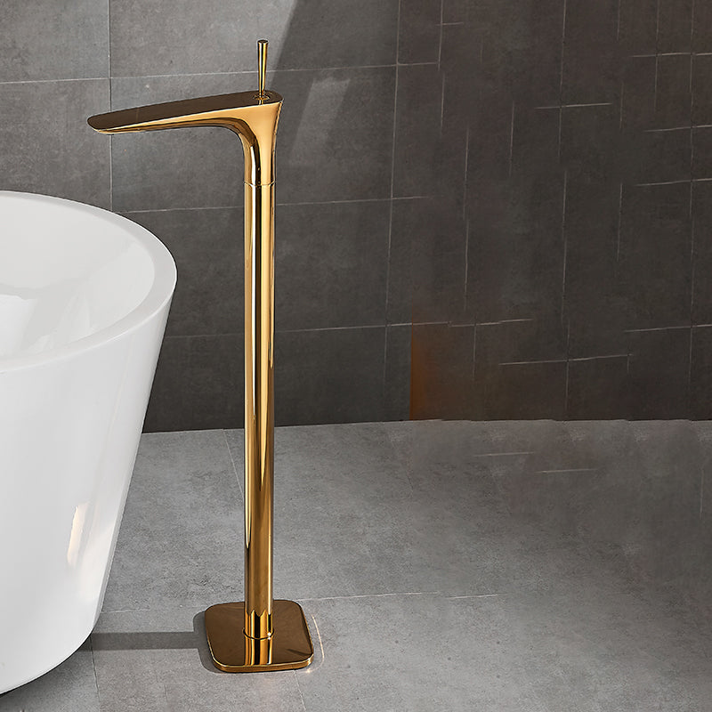 Contemporary Bathroom Faucet Floor Mounted Copper One Handle Fixed Freestanding Tub Filler