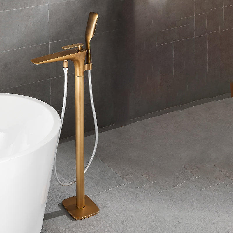 Contemporary Bathroom Faucet Floor Mounted Copper One Handle Fixed Freestanding Tub Filler