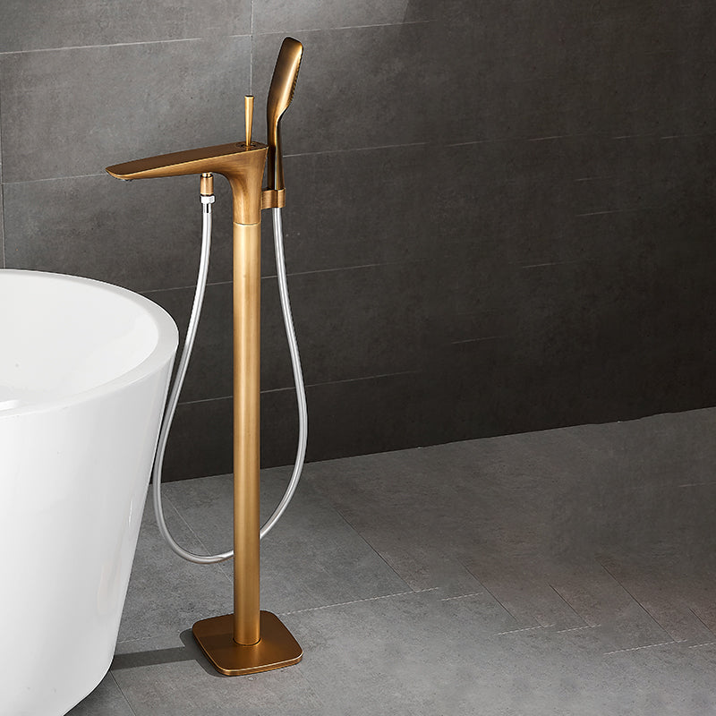 Contemporary Bathroom Faucet Floor Mounted Copper One Handle Fixed Freestanding Tub Filler