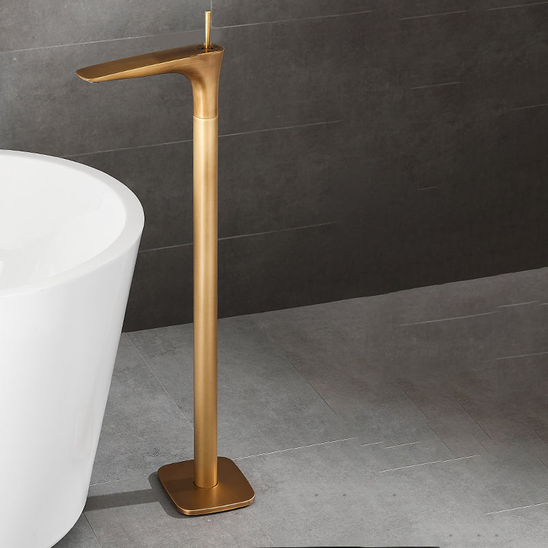 Contemporary Bathroom Faucet Floor Mounted Copper One Handle Fixed Freestanding Tub Filler