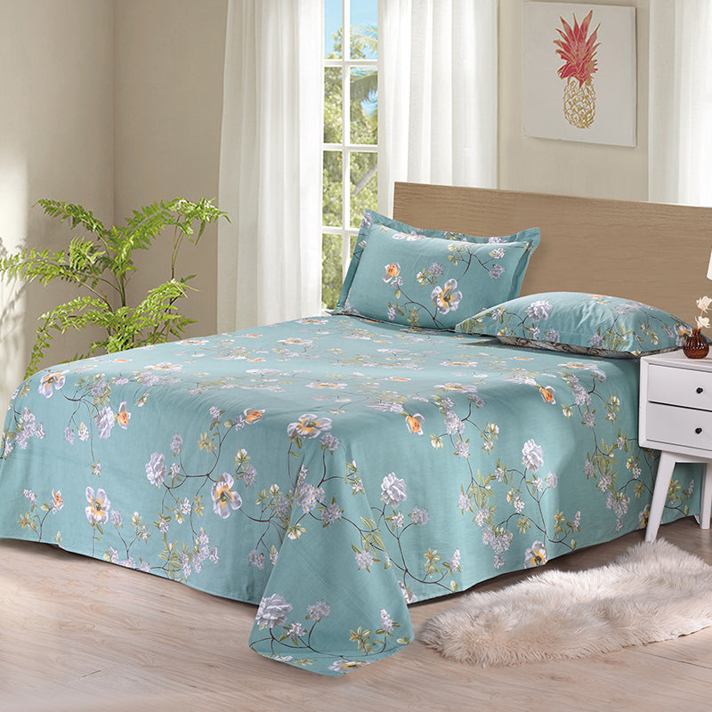 Sheet Set Cotton Floral Printed Breathable Super Soft Wrinkle Resistant Bed Sheet Set