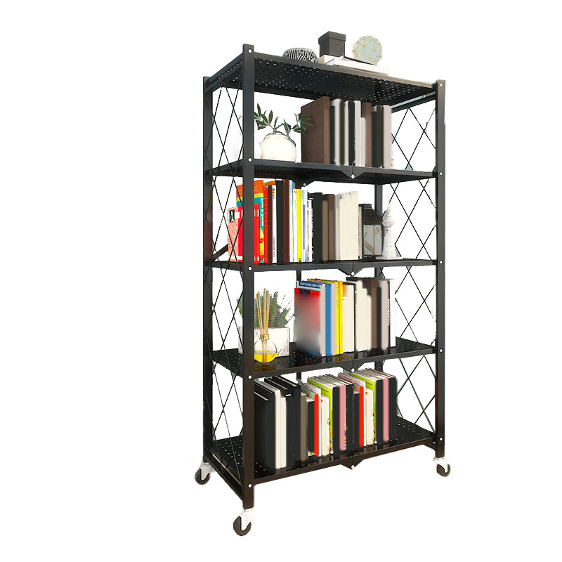 Modern Metal Bookcase Geometric Bookshelf for Living Room, 28" L X 14.5" W