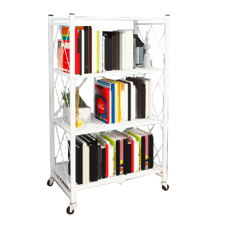 Modern Metal Bookcase Geometric Bookshelf for Living Room, 28" L X 14.5" W