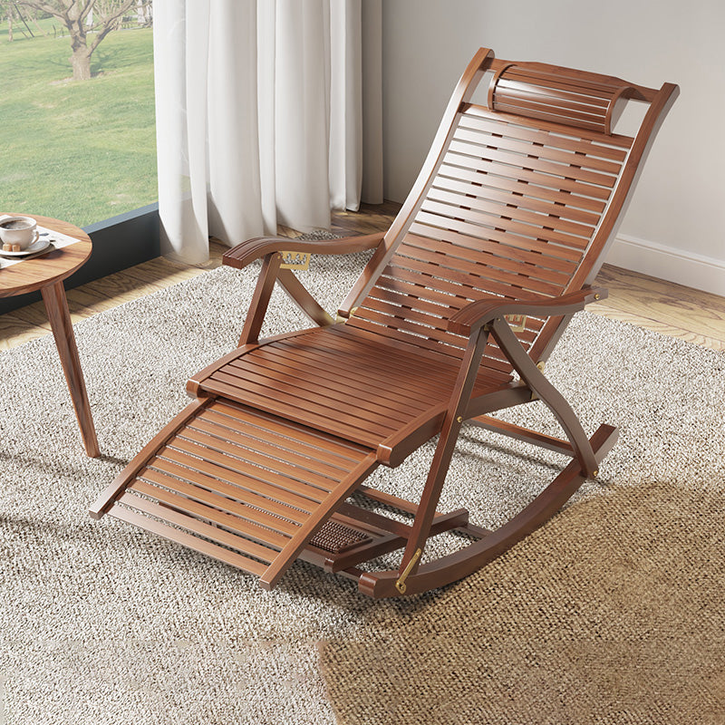 Contemporary Rocking Chair Bamboo Frame Spindle Backrest Indoor Rocking Chair