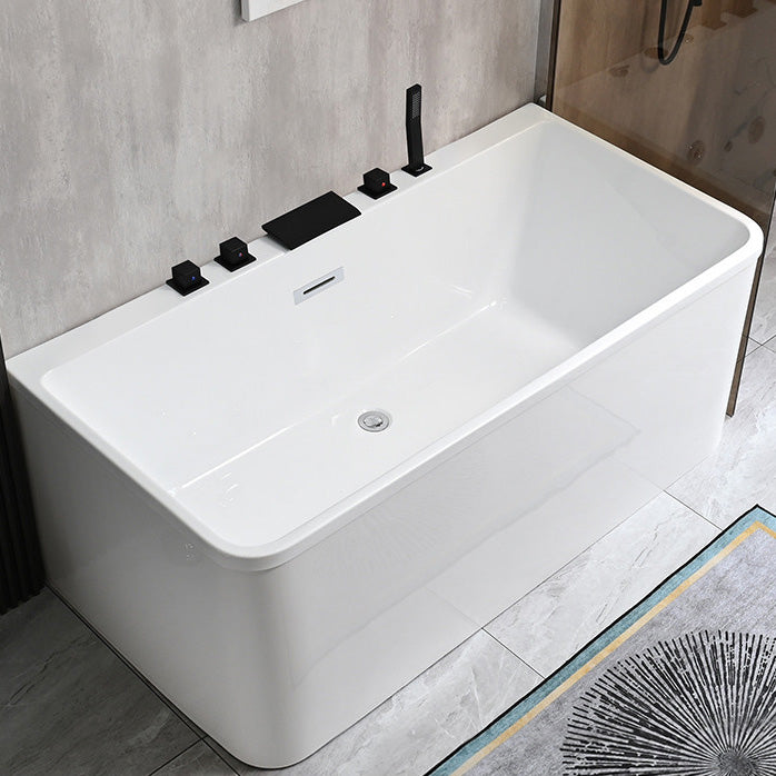 Back to Wall Soaking Bathtub Modern Rectangular Antique Finish Bath Tub