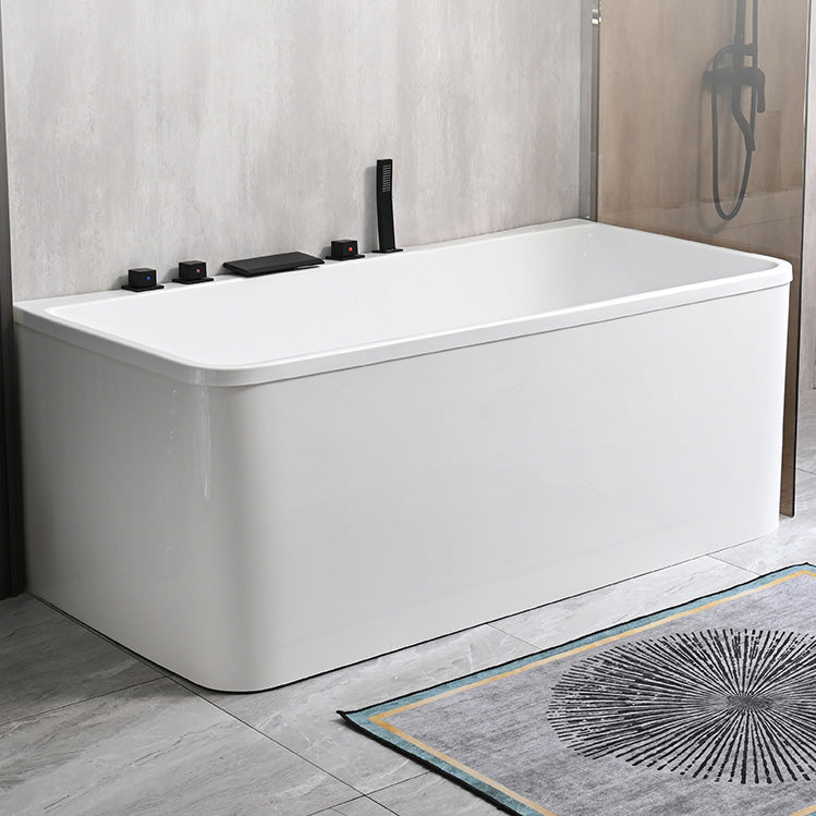 Back to Wall Soaking Bathtub Modern Rectangular Antique Finish Bath Tub