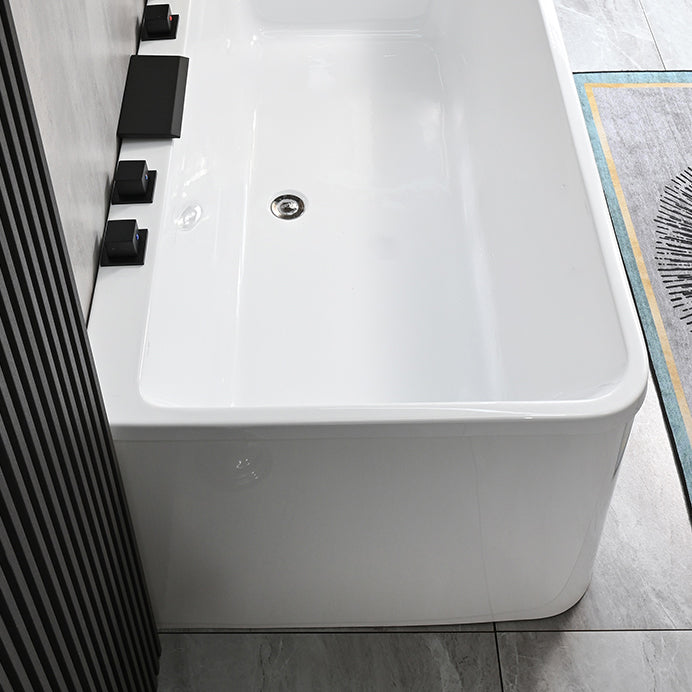 Back to Wall Soaking Bathtub Modern Rectangular Antique Finish Bath Tub