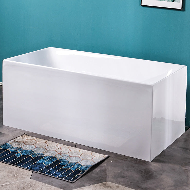 Antique Finish Bathtub Modern Rectangular Back to Wall Soaking Bath Tub