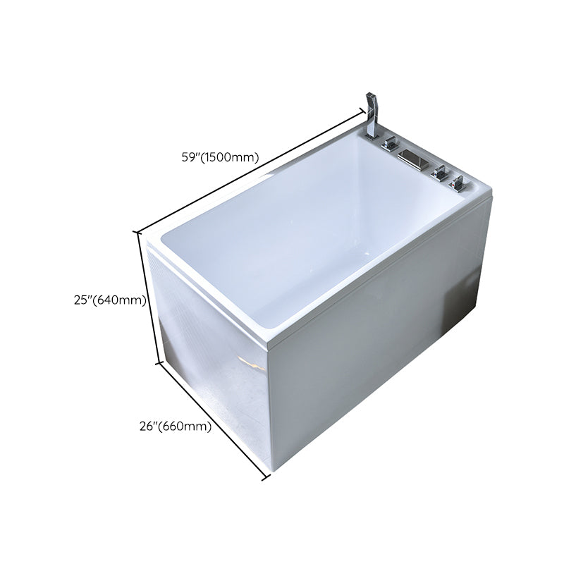 Modern Rectangular Center Bathtub Acrylic Freestanding White Bath