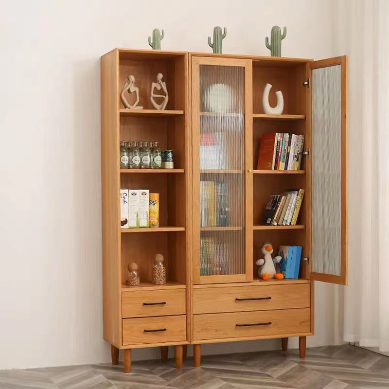 Mid-Century Modern Solid Wood Chest Rectangle Accent Cabinet with Drawer
