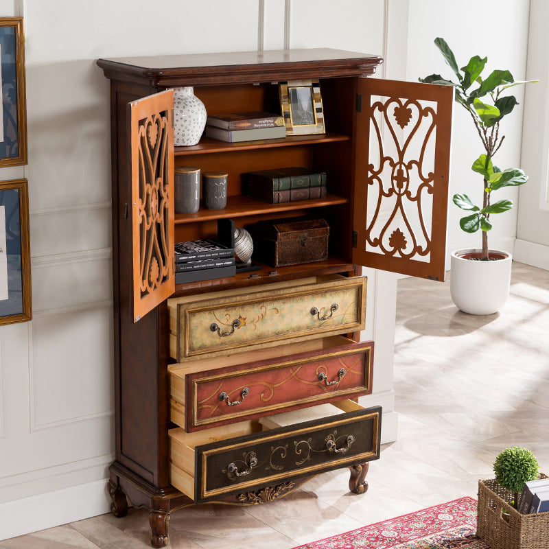 Industrial Solid Wood Accent Cabinet Rectangle Accent Cabinet with Drawer