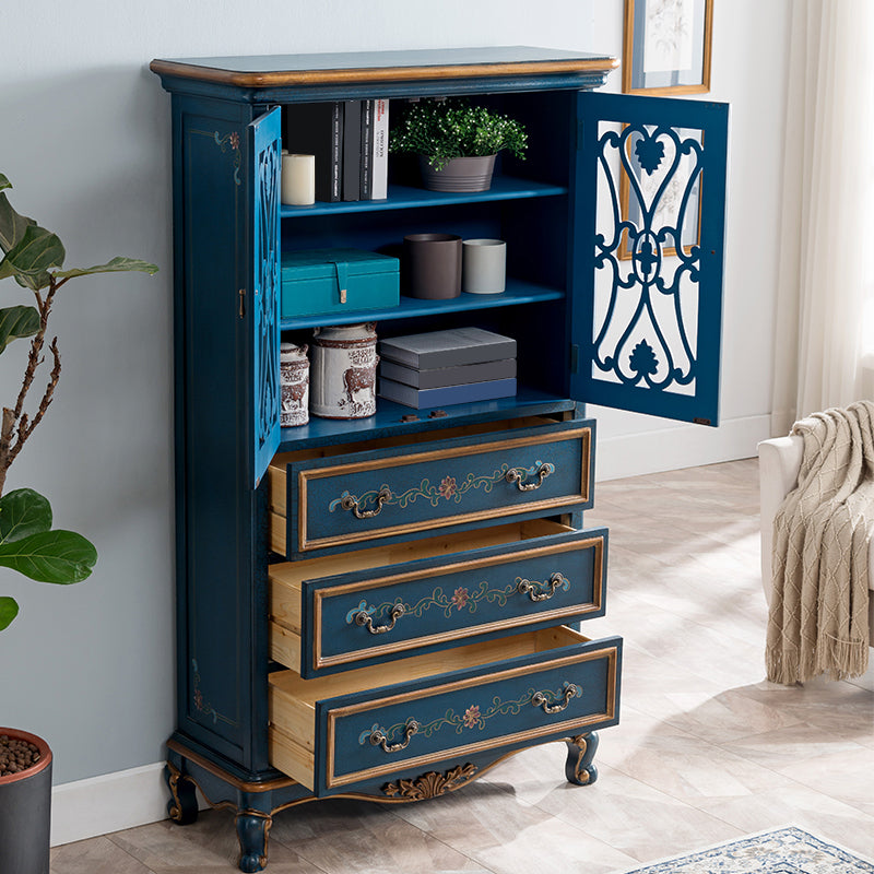 Industrial Solid Wood Accent Cabinet Rectangle Accent Cabinet with Drawer