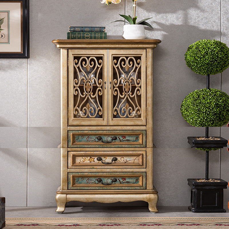 Industrial Solid Wood Accent Cabinet Rectangle Accent Cabinet with Drawer