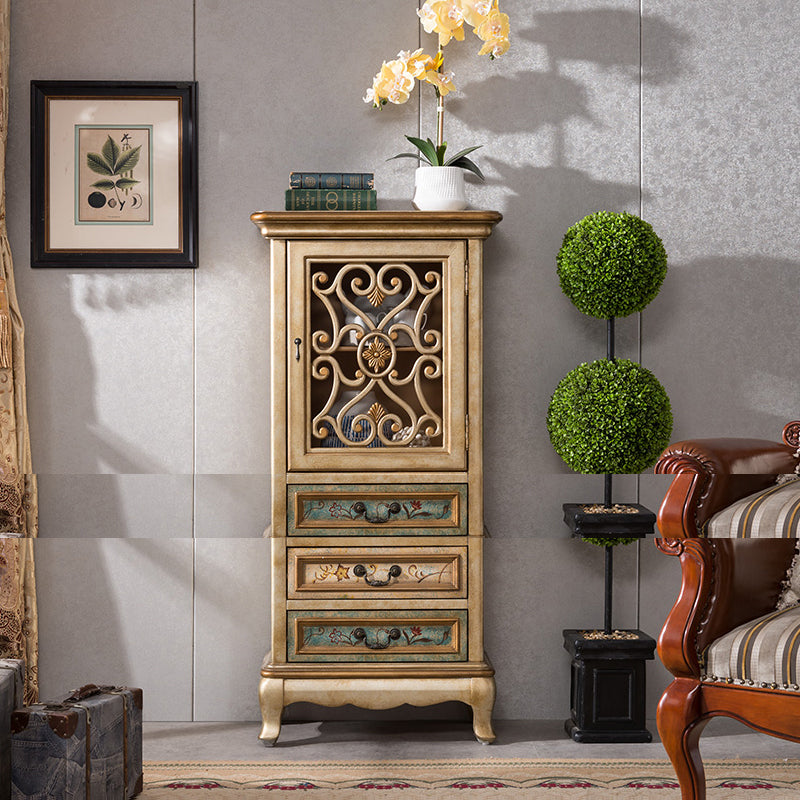Industrial Solid Wood Accent Cabinet Rectangle Accent Cabinet with Drawer