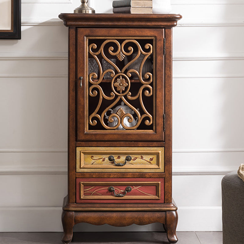 Industrial Solid Wood Accent Cabinet Rectangle Accent Cabinet with Drawer