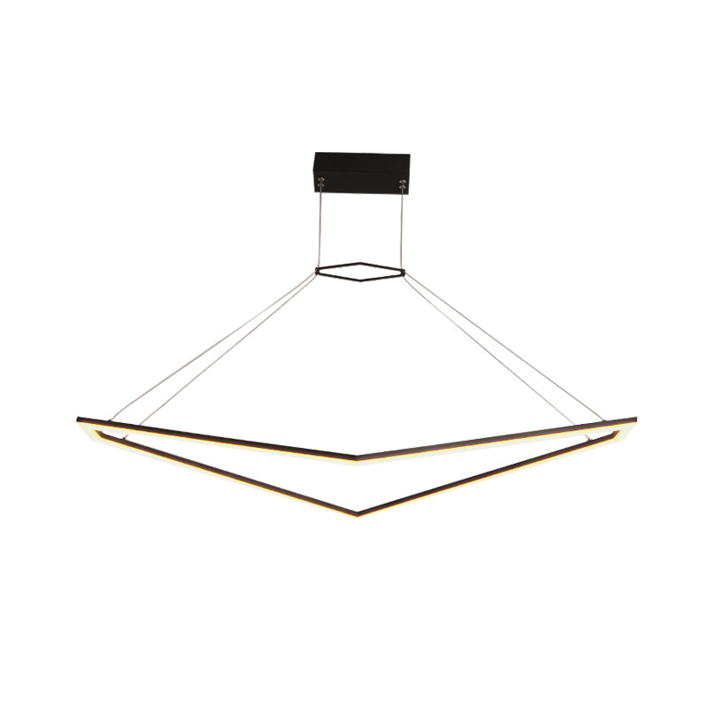 Acrylic Geometric Chandelier Pendant Light Simple LED Hanging Lamp Fixture in Black, White/Warm Light