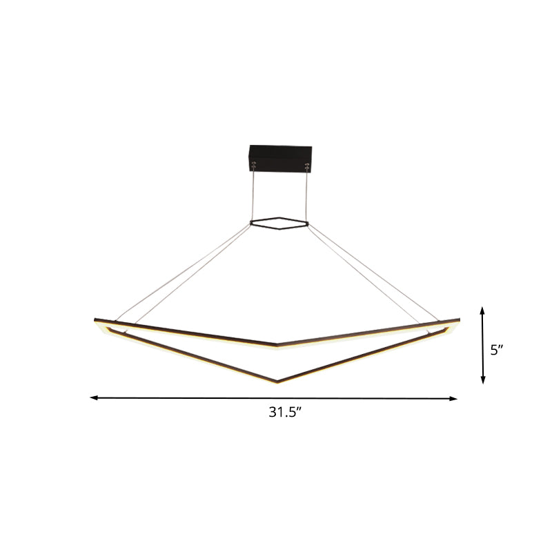 Acrylic Geometric Chandelier Pendant Light Simple LED Hanging Lamp Fixture in Black, White/Warm Light