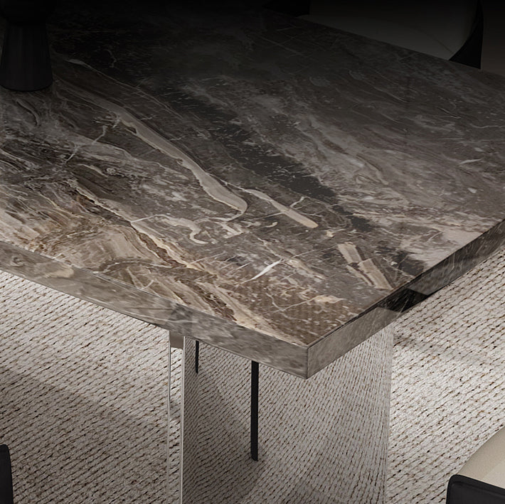 Glossy Brown Dining Table Set 1/4/5/7 Pcs Dinette Set with Faux Leather Chairs