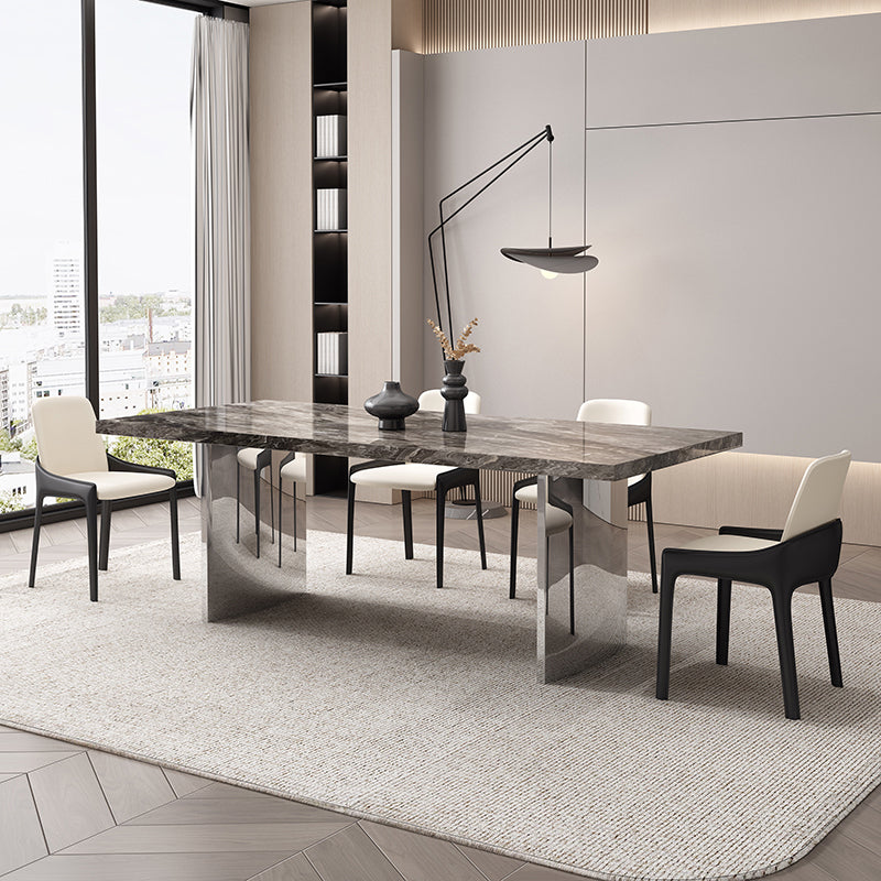 Glossy Brown Dining Table Set 1/4/5/7 Pcs Dinette Set with Faux Leather Chairs