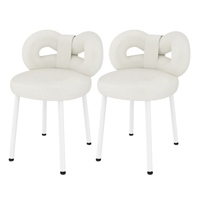 Round Dining Table Set with White Chairs 1/2/3/4 Pieces Stone Dining Set for Home