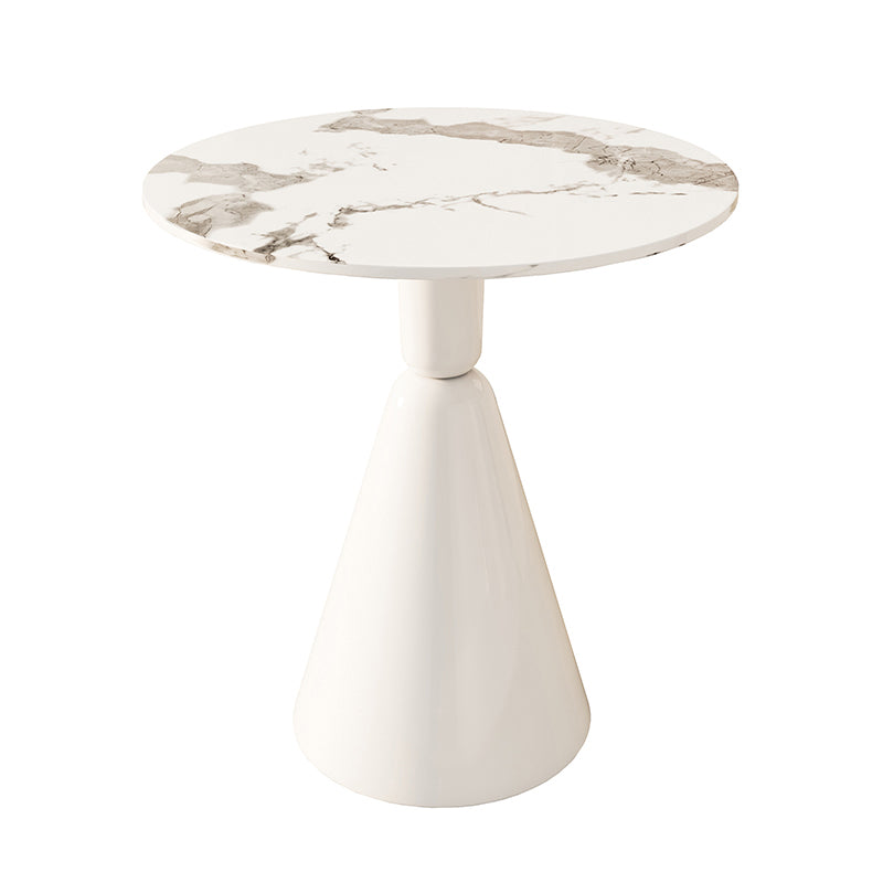 Round Dining Table Set with White Chairs 1/2/3/4 Pieces Stone Dining Set for Home