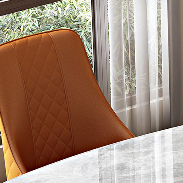 Glossy Gray Dining Table Set 1/4/5/7 Pieces Glam Dinette Set with Leather Chairs