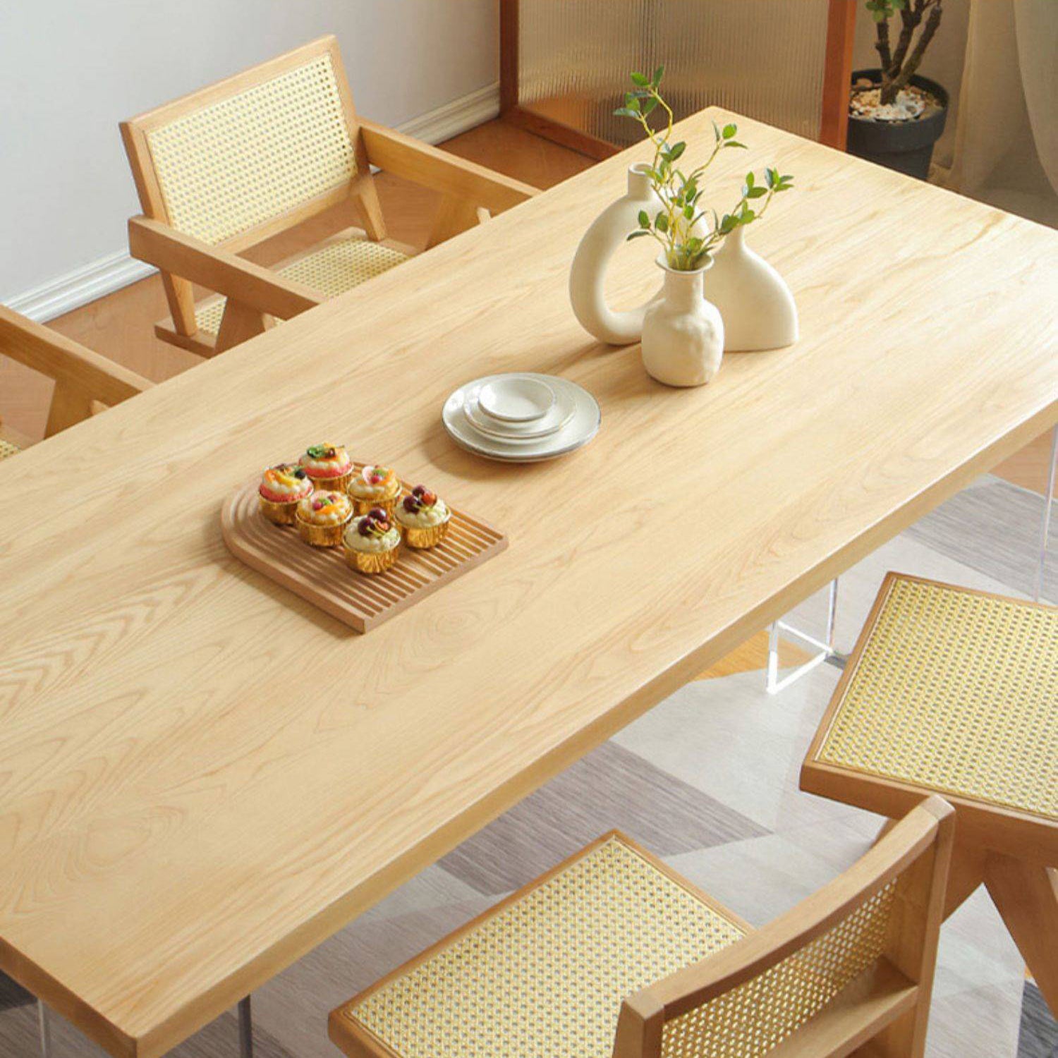 Natural Finish Pine Wood Dining Set 1/2/3/5 Pieces Modern Dinette Set