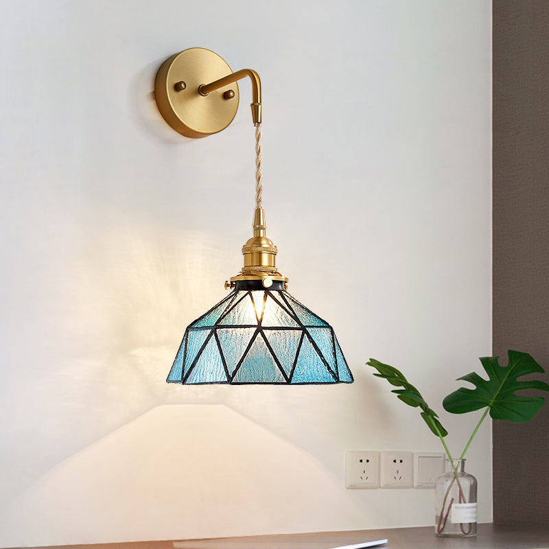 Drum Shape Glass Vanity Sconce Light Modern Style 1-Light Vanity Mirror Lights